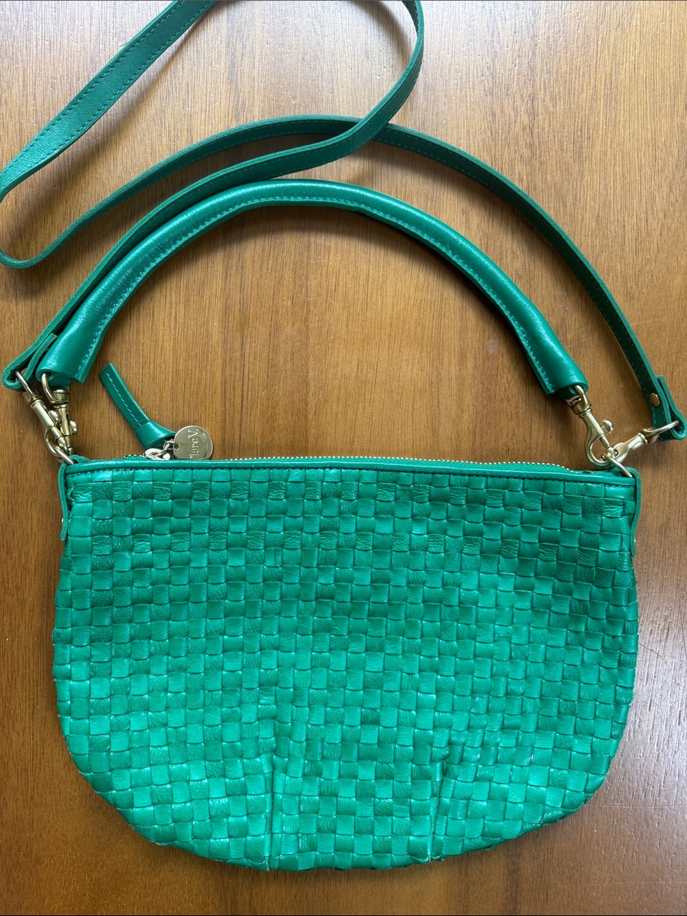 Clare V Petit Moyen - Green Woven checker - Picture 2 of 7